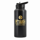 32 oz Stainless Steel Water Bottle with Gold Etched Classic Crew Team Design, Pittsburgh Steelers