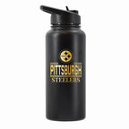 32 oz Stainless Steel Water Bottle with Gold Etched Classic Crew Team Design, Pittsburgh Steelers