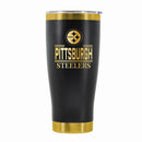 24 oz Stainless Steel Tumbler with Gold Accents & Etched Classic Crew Team Design, Pittsburgh Steelers