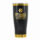 24 oz Stainless Steel Tumbler with Gold Accents & Etched Classic Crew Team Design, Pittsburgh Steelers