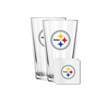2 Pack Pint and Coasters Set| Pittsburgh Steelers