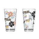 2pk 16oz Pint Glass, DP, Flowers | Pittsburgh Steelers