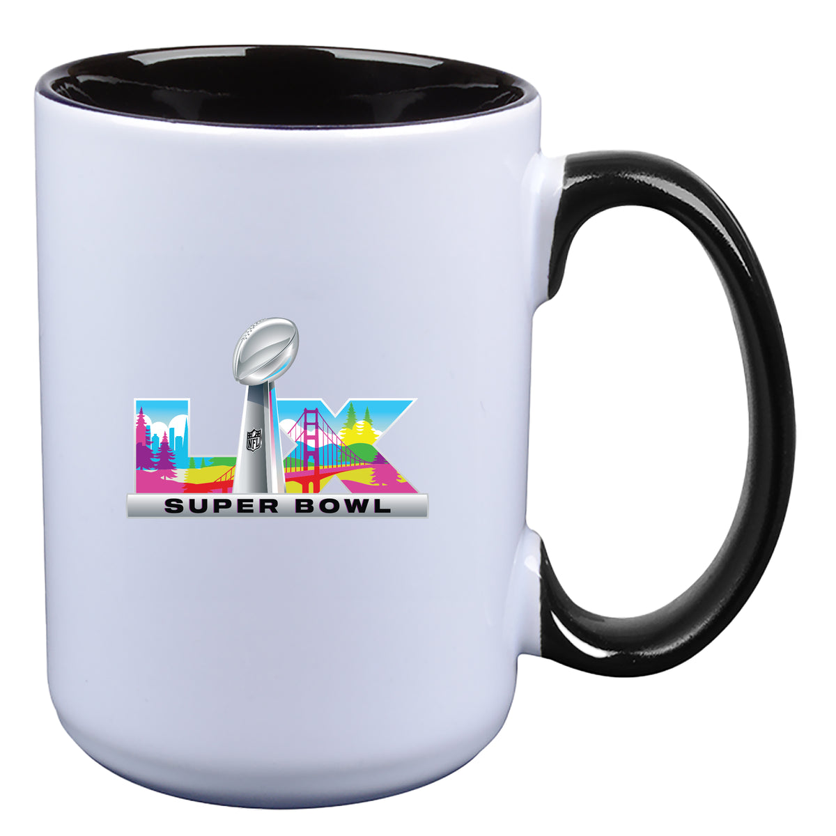 15oz White Mug with Black Inner Color | 2026 Super Bowl
