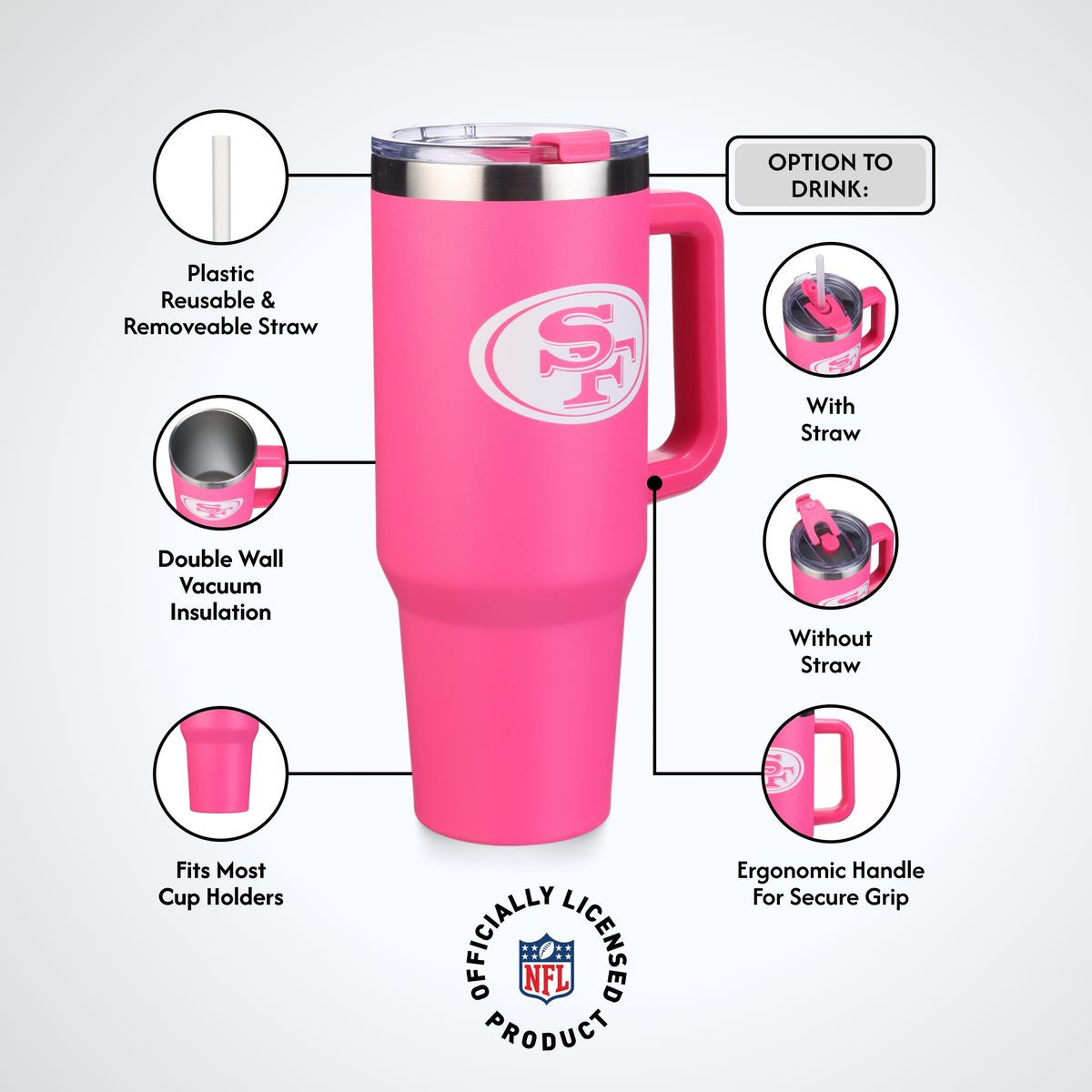 40oz Pink Game Day Tumbler I | San Francisco 49ers