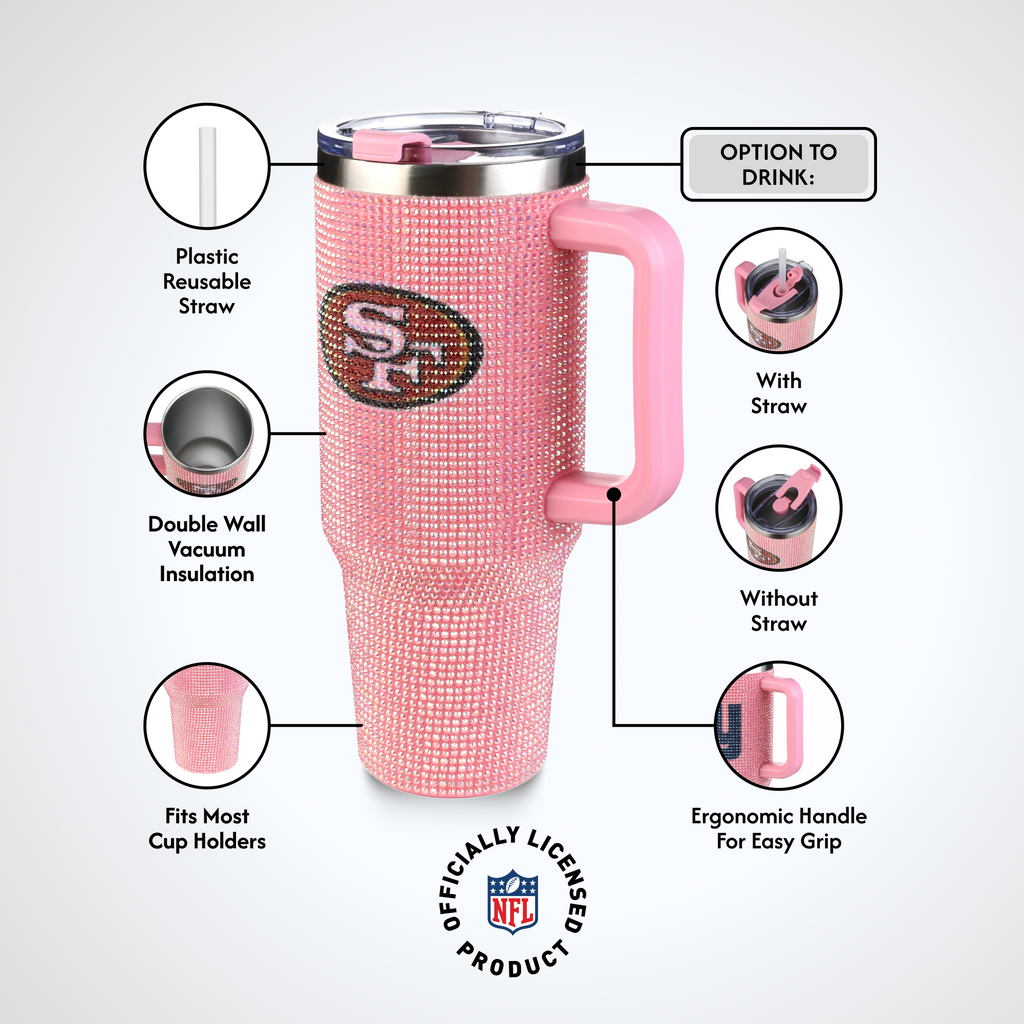 40oz Pink Bling Game Day Tumbler I | San Francisco 49ers