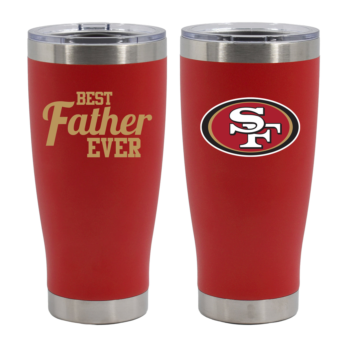 20oz Red Stainless Steel Tumbler, Direct Print, Best Dad Ever Design, San Francisco 49ers