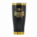24 oz Stainless Steel Tumbler with Gold Accents & Etched Classic Crew Team Design, San Francisco 49ers
