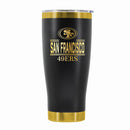 24 oz Stainless Steel Tumbler with Gold Accents & Etched Classic Crew Team Design, San Francisco 49ers