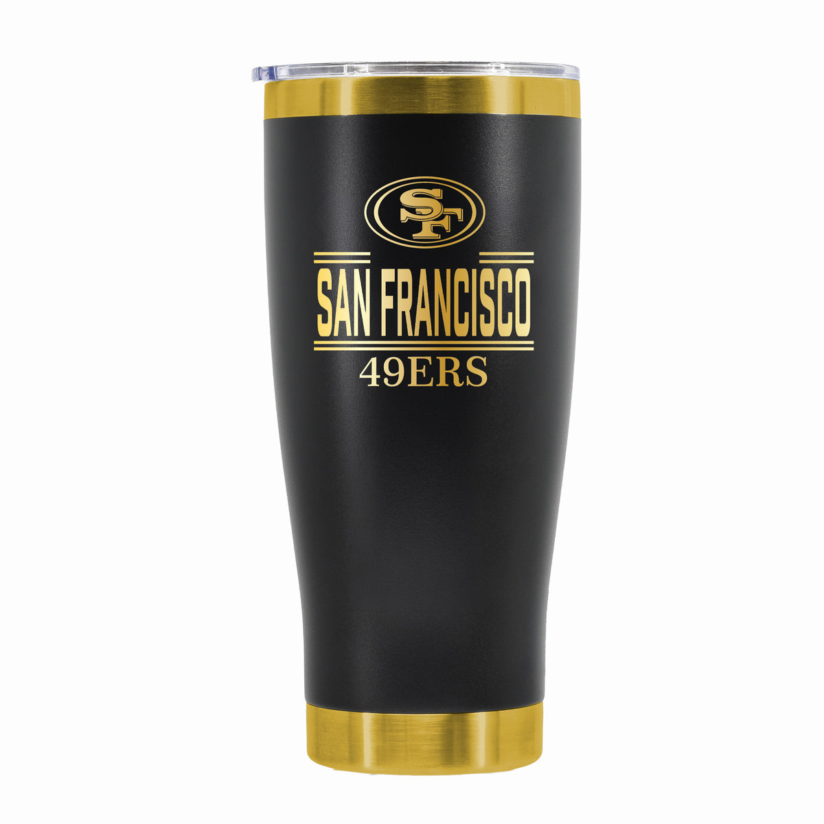 24 oz Stainless Steel Tumbler with Gold Accents & Etched Classic Crew Team Design, San Francisco 49ers