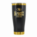24 oz Stainless Steel Tumbler with Gold Accents & Etched Classic Crew Team Design, San Francisco 49ers