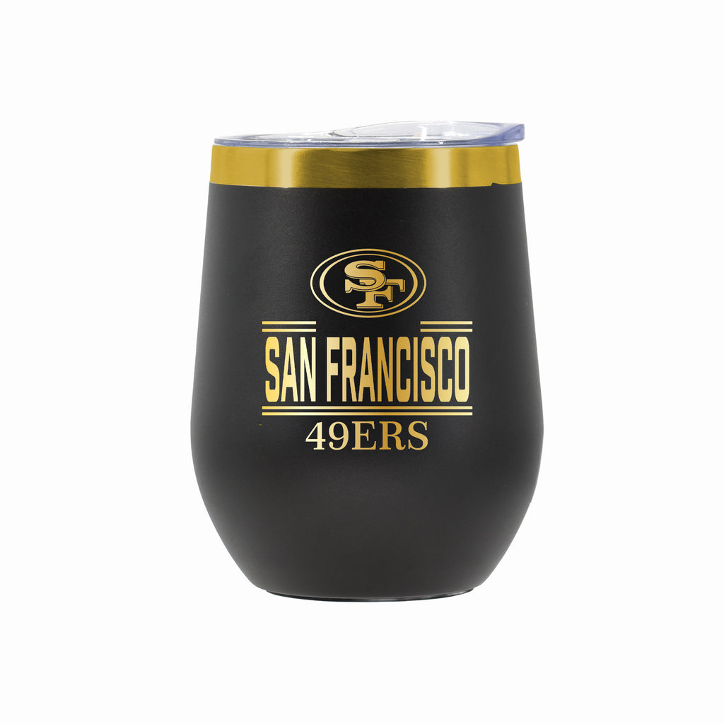 12 oz Stainless Steel Wine Tumbler with Gold Etched Classic Crew Team Design, San Francisco 49ers