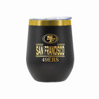 12 oz Stainless Steel Wine Tumbler with Gold Etched Classic Crew Team Design, San Francisco 49ers