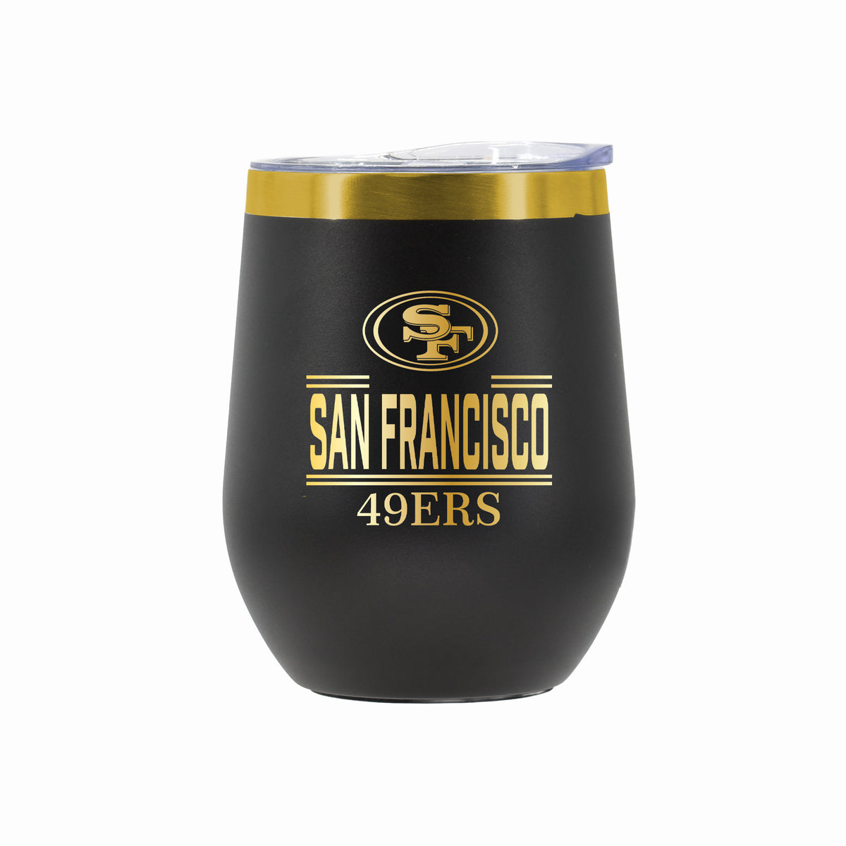 12 oz Stainless Steel Wine Tumbler with Gold Etched Classic Crew Team Design, San Francisco 49ers