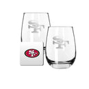 2 Pack Stemless Wine Glasses and Coasters Sets Set | San Francisco 49ers