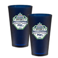 2pk 16oz Navy Frosted Pint Glass, Direct Print, Super Bowl 60, 2026, Seattle Seahawks