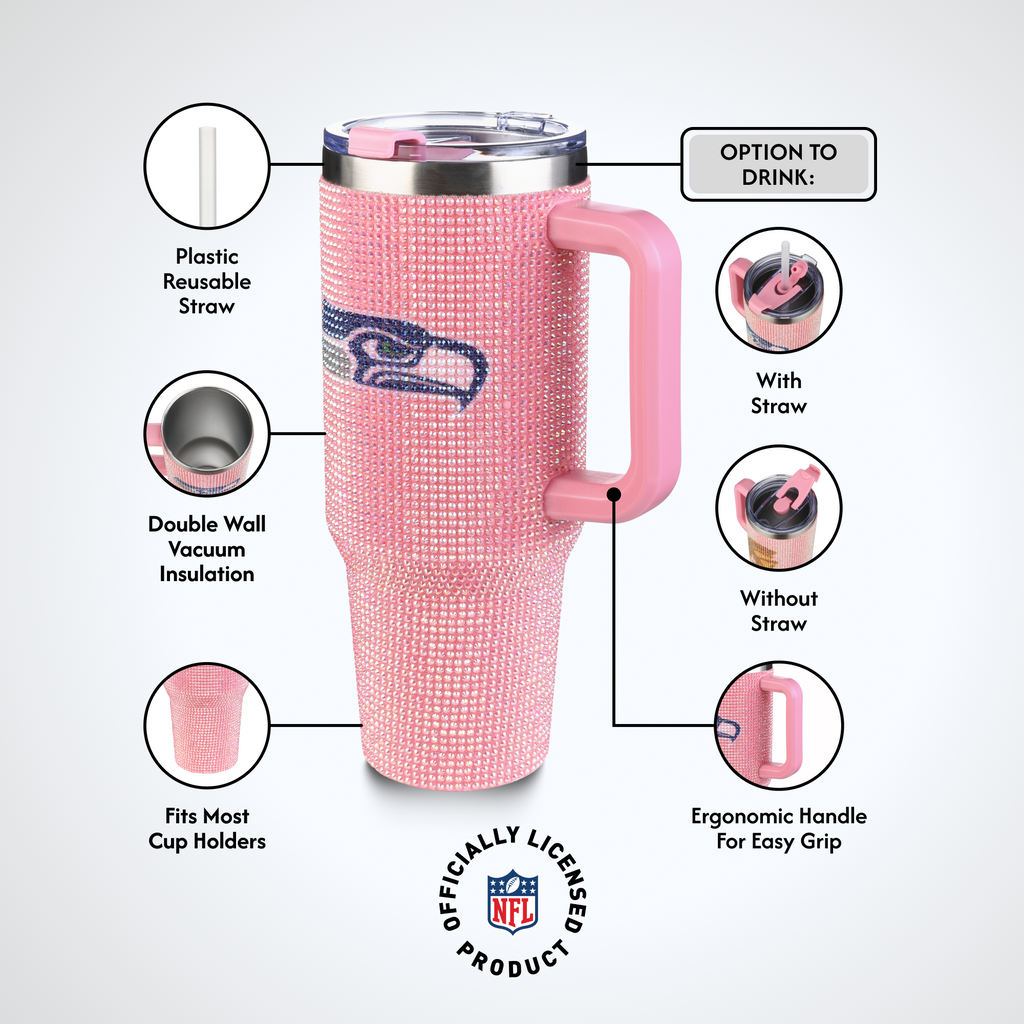 40oz Pink Bling Game Day Tumbler I | Seattle Seahawks