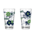 2pk 16oz Pint Glass, DP, Flowers | Seattle Seahawks