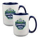 2pk 15oz White Mug with Navy I/C, Sublimation, Super Bowl 60, 2026, Seattle Seahawks