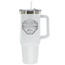 40oz White Stainless Steel Colossal Tumbler, Etched, Super Bowl 60, 2026, Seattle Seahawks