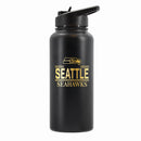 32 oz Stainless Steel Water Bottle with Gold Etched Classic Crew Team Design, Seattle Seahawks