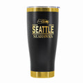 24 oz Stainless Steel Tumbler with Gold Accents & Etched Classic Crew Team Design, Seattle Seahawks