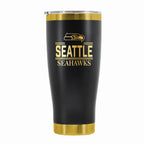 24 oz Stainless Steel Tumbler with Gold Accents & Etched Classic Crew Team Design, Seattle Seahawks