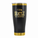 24 oz Stainless Steel Tumbler with Gold Accents & Etched Classic Crew Team Design, Seattle Seahawks