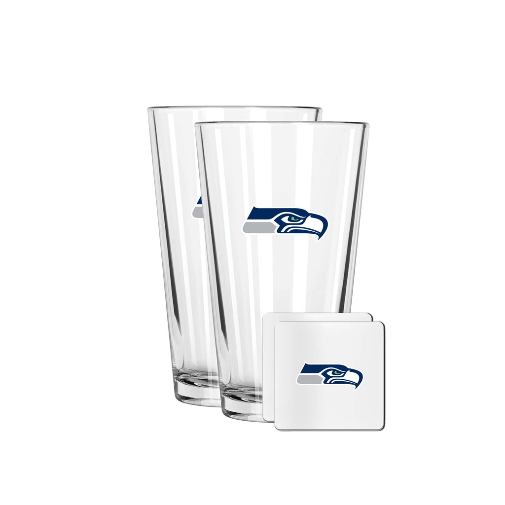 2 Pack Pint and Coasters Set | Seattle Seahawks