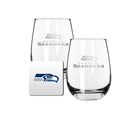 2 Pack Stemless Wine Glasses and Coasters Sets Set | Seattle Seahawks