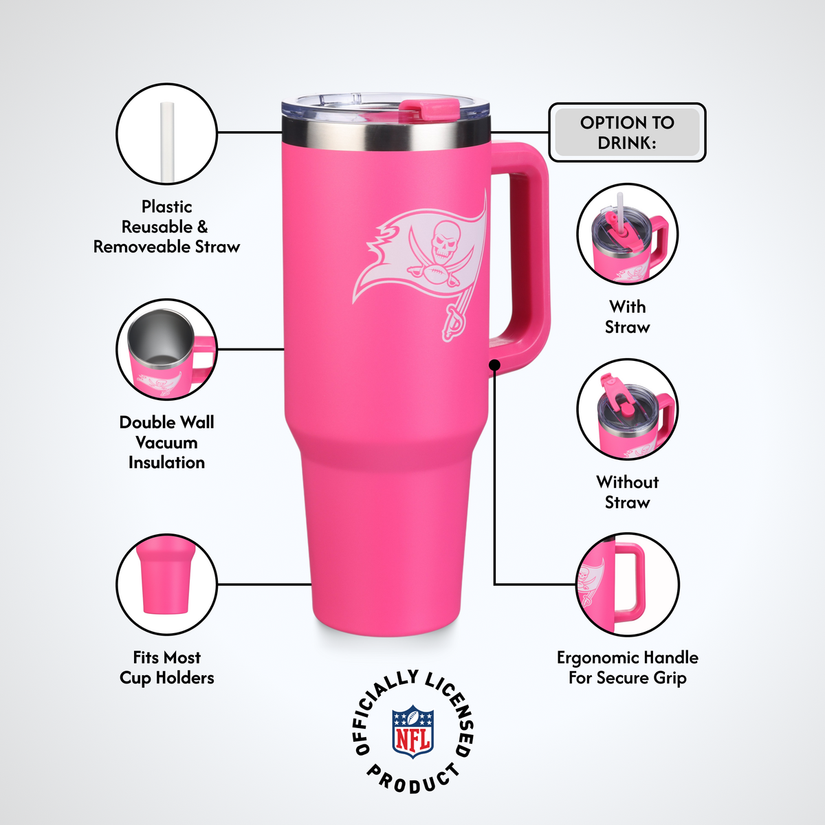 40oz Pink Game Day Tumbler I | Tampa Bay Buccaneers