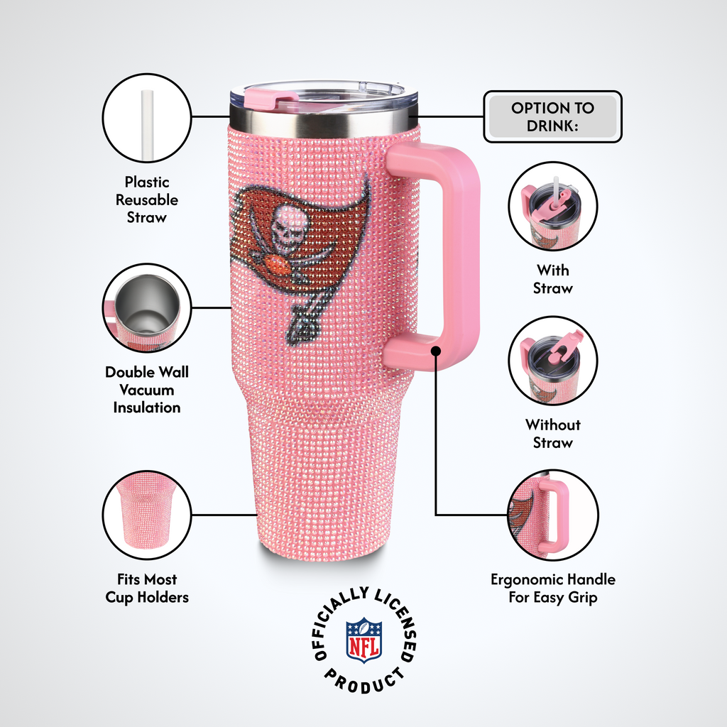 40oz Pink Bling Game Day Tumbler I | Tampa Bay Buccaneers