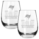 2pk 15oz Stemless Wine Glass Classic Crew Design | Tampa Bay Buccaneers