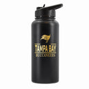 32 oz Stainless Steel Water Bottle with Gold Etched Classic Crew Team Design, Tampa Bay Buccaneers