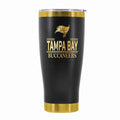 24 oz Stainless Steel Tumbler with Gold Accents & Etched Classic Crew Team Design, Tampa Bay Buccaneers