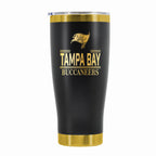 24 oz Stainless Steel Tumbler with Gold Accents & Etched Classic Crew Team Design, Tampa Bay Buccaneers