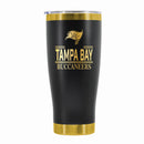 24 oz Stainless Steel Tumbler with Gold Accents & Etched Classic Crew Team Design, Tampa Bay Buccaneers