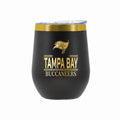 12 oz Stainless Steel Wine Tumbler with Gold Etched Classic Crew Team Design, Tampa Bay Buccaneers