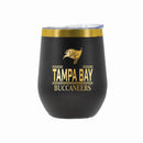 12 oz Stainless Steel Wine Tumbler with Gold Etched Classic Crew Team Design, Tampa Bay Buccaneers