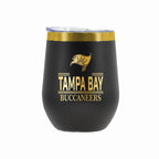 12 oz Stainless Steel Wine Tumbler with Gold Etched Classic Crew Team Design, Tampa Bay Buccaneers