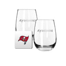 2 Pack Stemless Wine Glasses and Coasters Sets Set | Tampa Bay Buccaneers