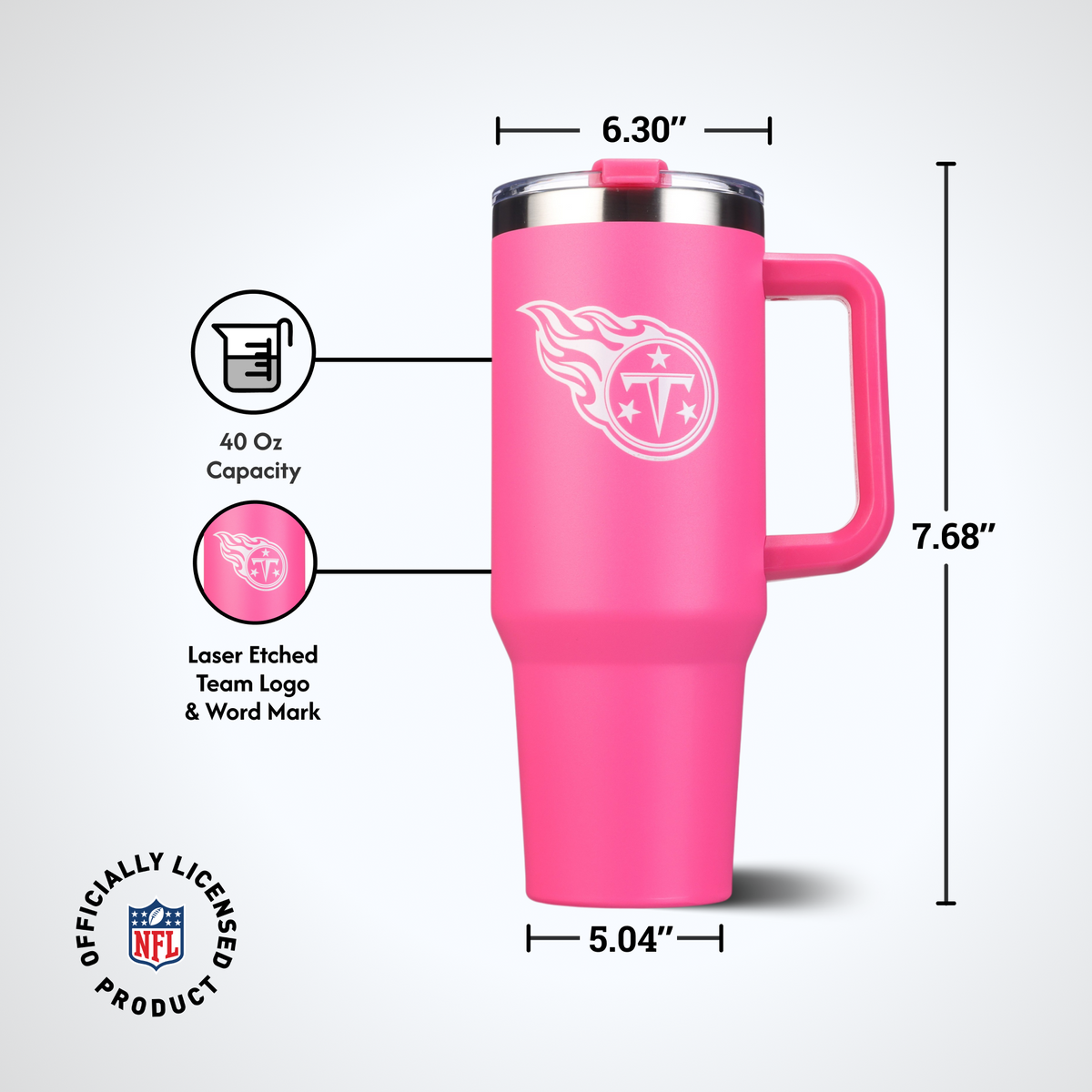 40oz Pink Game Day Tumbler I | Tennessee Titans