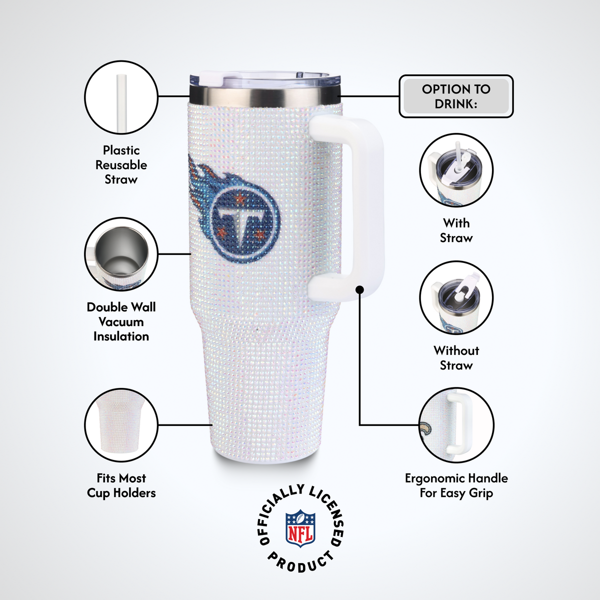 40oz Bling Collosal Tumbler | Tennessee Titans