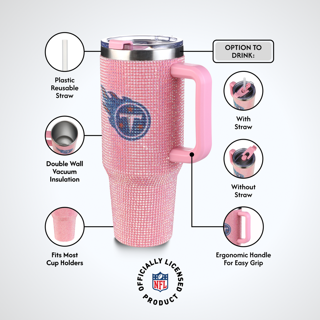40oz Pink Bling Game Day Tumbler I | Tennessee Titans