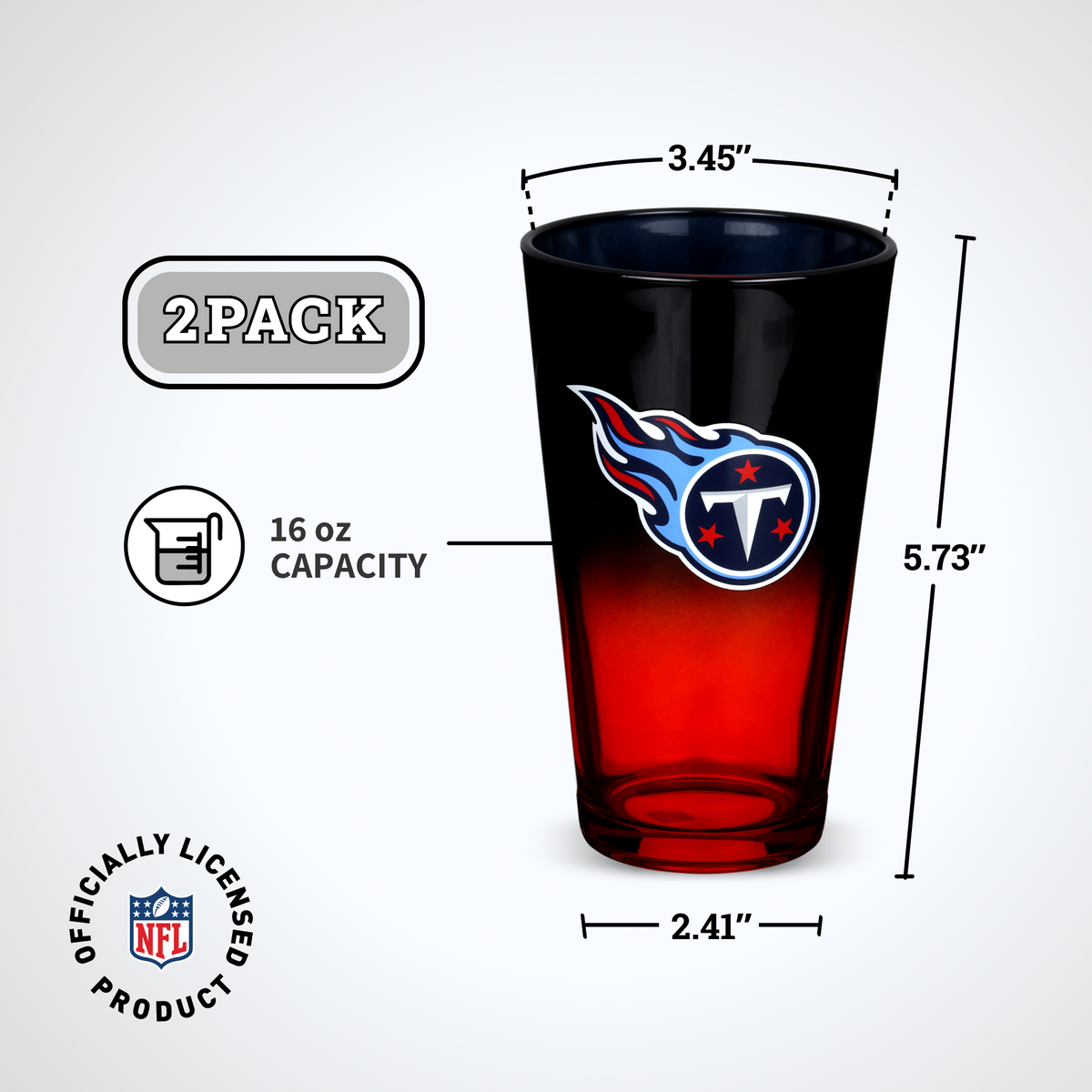 2-Pack Ombre Pint Glasses | Tennessee Titans
