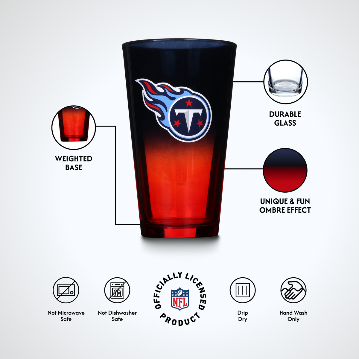 2-Pack Ombre Pint Glasses | Tennessee Titans