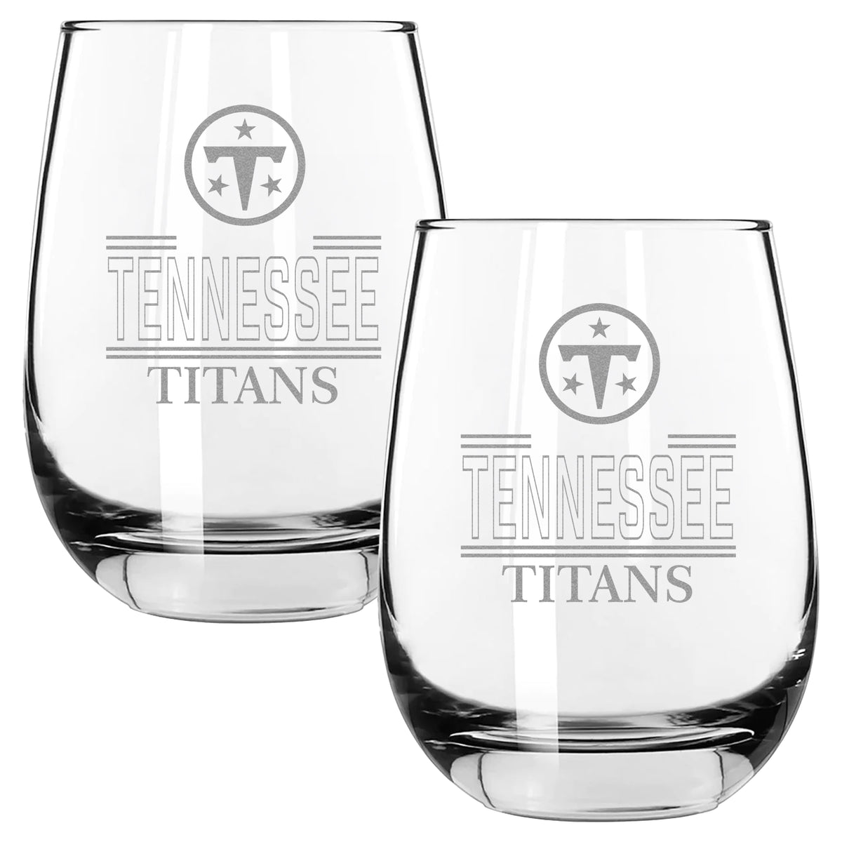2pk 15oz Stemless Wine Glass Classic Crew Design | Tennessee Titans