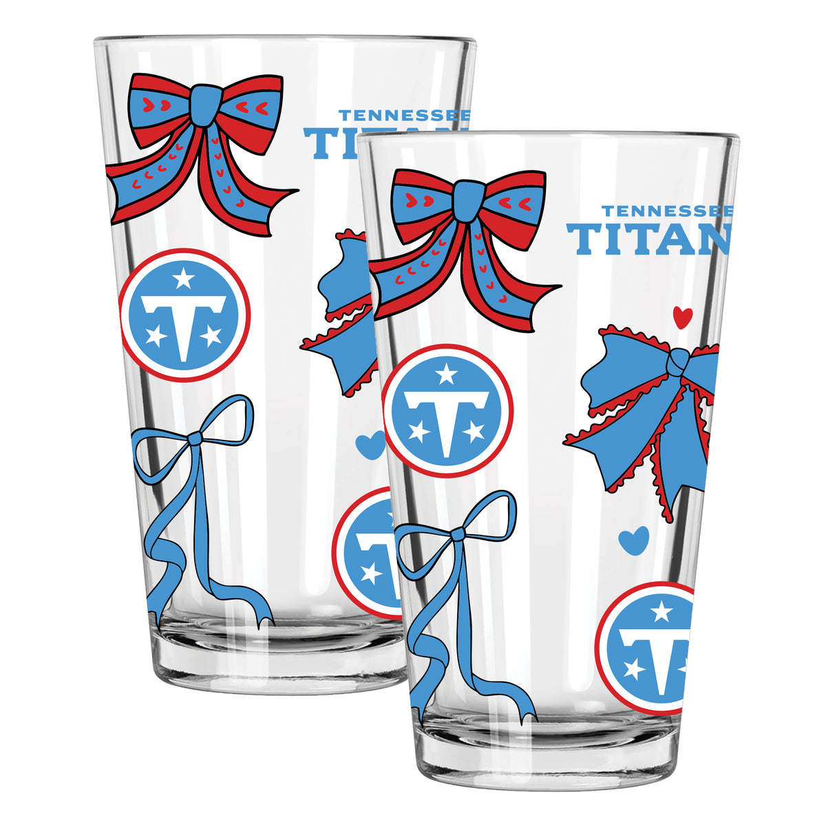  Titans 2pk 16oz Bow Pint Glass 