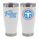 20oz White  Stainless Steel Tumbler, Direct Print, Best Father Ever Design, Tennessee Titans