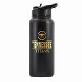 32 oz Stainless Steel Water Bottle with Gold Etched Classic Crew Team Design, Tennessee Titans