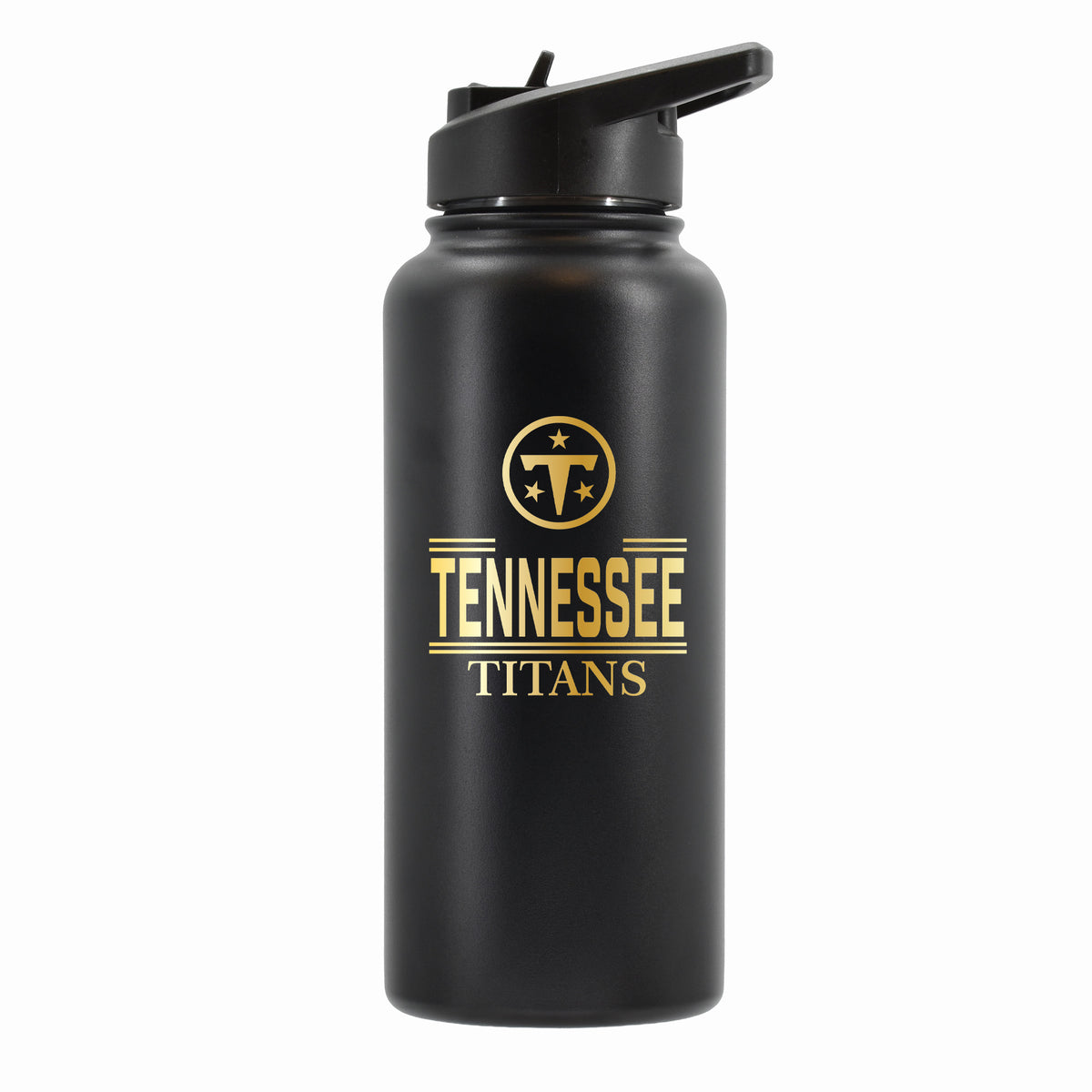 32 oz Stainless Steel Water Bottle with Gold Etched Classic Crew Team Design, Tennessee Titans